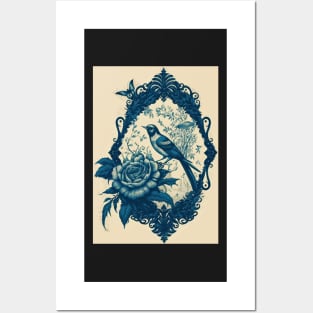 Tattoo Toile: Bird and Rose Posters and Art